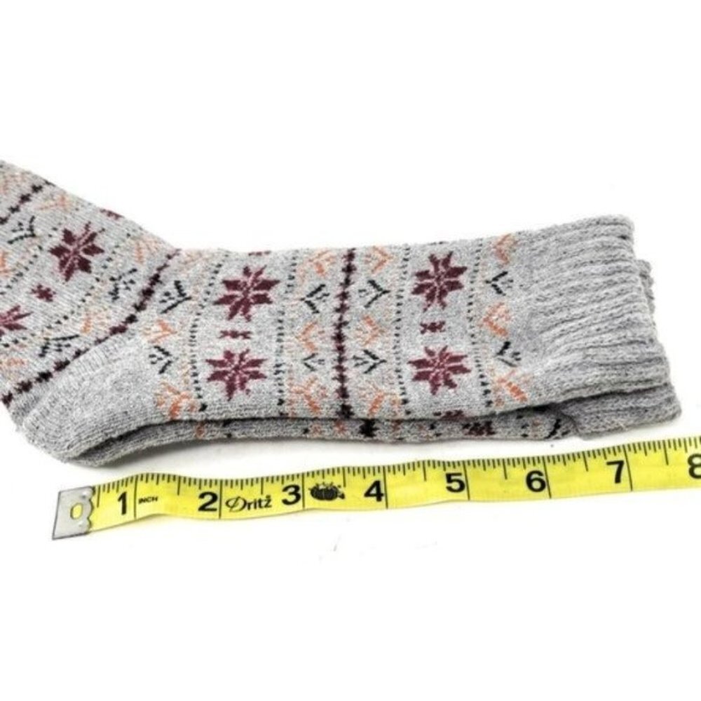Women Wool Socks 9-11 Lamb Wool Warm Winter Socks Hearts Christmas Print 12-PACK - Picture 3 of 5